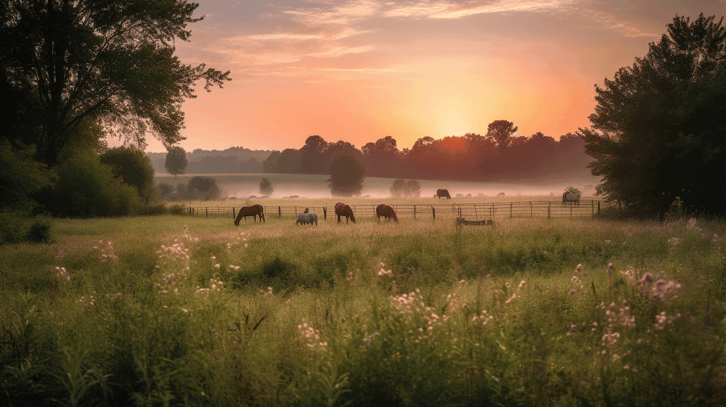 Idyllic farmland outside Richmond, Virginia